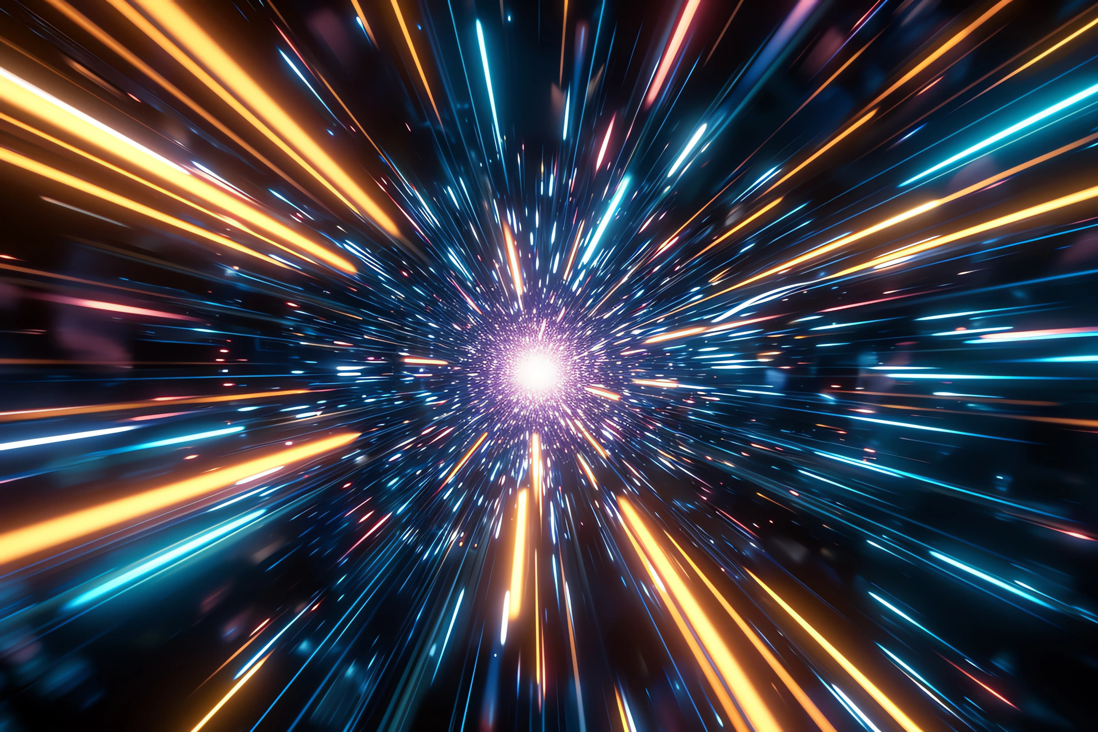Light streaks converging on a single point